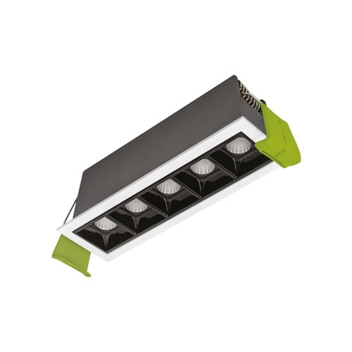 Integral LED Tracelux 10W 5 Light 3000K 45Mm Width Recessed Linear Downlight Led 140Mm By 37Mm Cutout Cri90 Ip20 760Lm 30 Deg Beam 76Lm/W White Bezel Without Outer Cover 15Vdc 600Ma Without Driver  - ILDLTR001