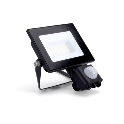 Integral LED Compact Slim Floodlight Pir 10W 1000Lm 4000K 120 Beam 100Lm/W Ip65 Ik08 Integral Led Black  - ILFLE037