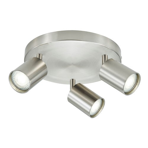 Integral LED Siena Indoor Ceiling Light 3 Way Round Gu10 Spotlight Ip20 Satin Nickel Integral  - ILDIA029