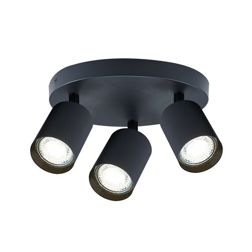 Integral LED Siena Indoor Ceiling Light 3 Wayround Gu10 Spotlight Ip20 Black Integral  - ILDIA018