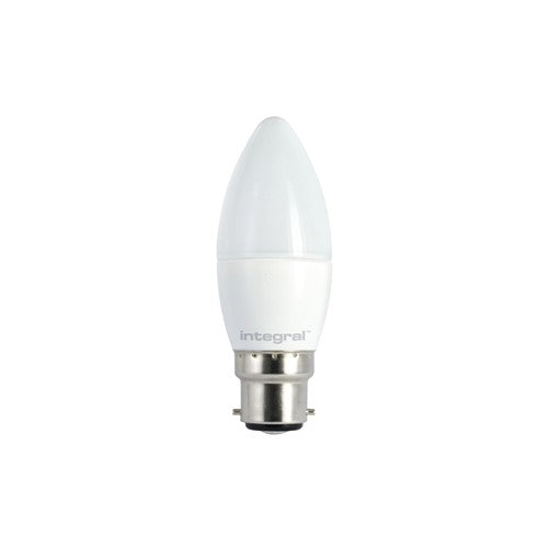 Integral LED Candle Bulb B22 470Lm 4.9W 2700K Dimmable 280 Beam Frosted Integral  - ILCANDB22DC025