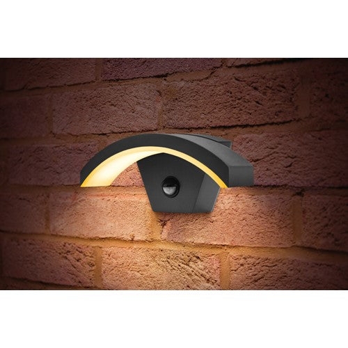 Integral LED Outdoor Decorative Wall Light Curve Pir Ip54 360Lm 8W 3000K Down Light Dark Grey Integral  - ILDEA009