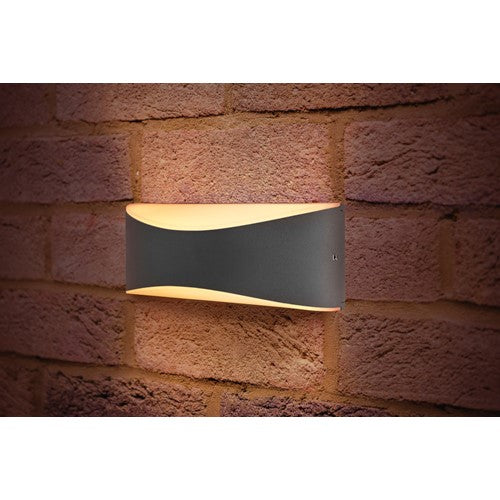 Integral LED Outdoor Decorative Wall Light Wave Ip65 310Lm 7W 3000K Up/Down Light Dark Grey Integral  - ILDEA011