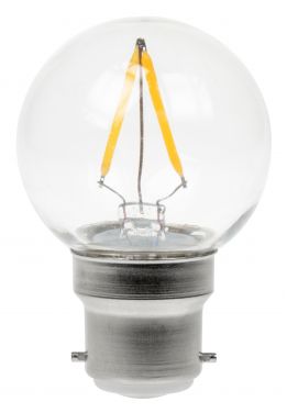 2w LED Golf Ball Filament Festoon Light (B22, 2700K) Polycarbonate Clear