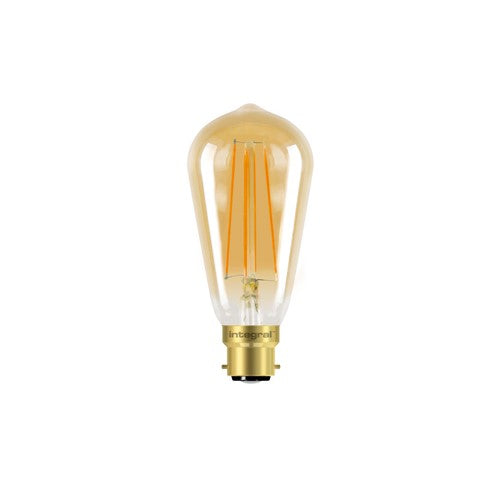 Integral LED Sunset St64 Bulb B22 380Lm 5W 1800K Dimmable 300 Beam Amber Integral  - ILST64B22D004