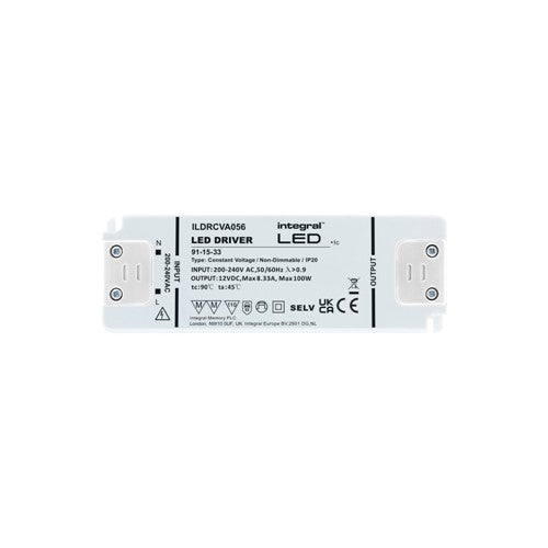 Integral LED Constant Voltage Driver 100W 12Vdc Ip20 Non-Dimm 200-240V Input  - ILDRCVA056