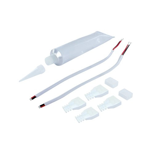 Integral LED Ip67 Kit For 12Mm Width Strip 2 X Live Wires 4 X End Caps With Entry 2 X Sealed End Caps 1 X Tube Silicon  - ILSTAC267