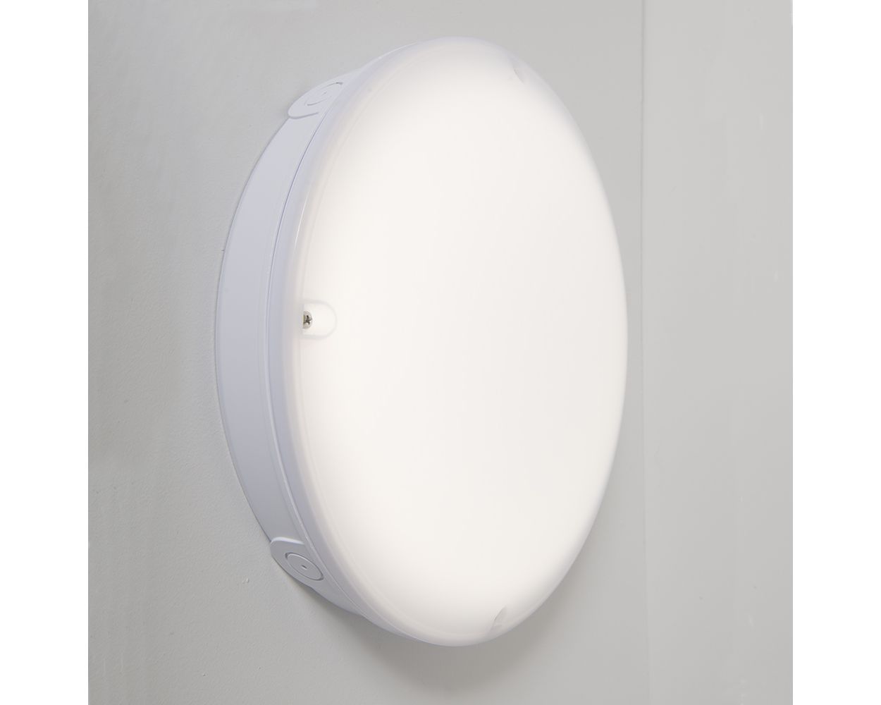 LED Bulkhead Round White Multi Watt/Cct Opal Diffuser IP65 Em Mw